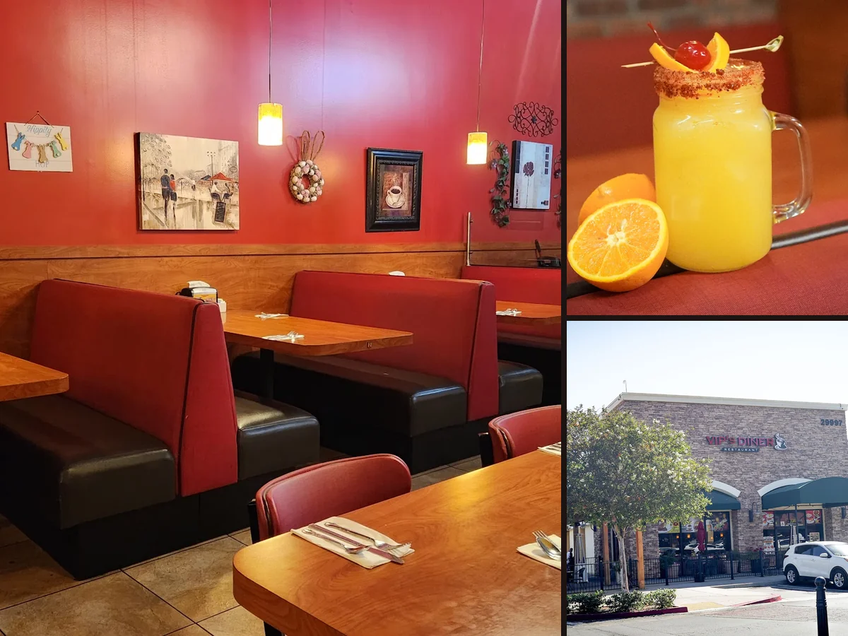 Diner tables with casual seating and bright windows.