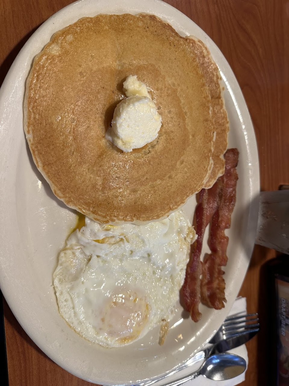Breakfast Eggs Bacon and Pancakes