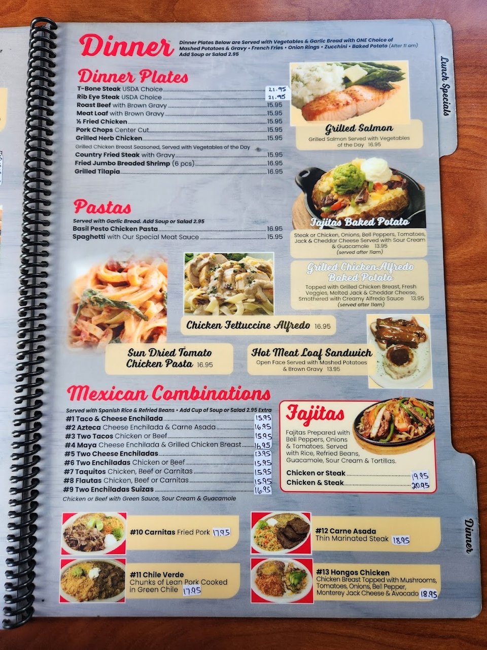 Menu page for breakfast, brunch, and lunch.